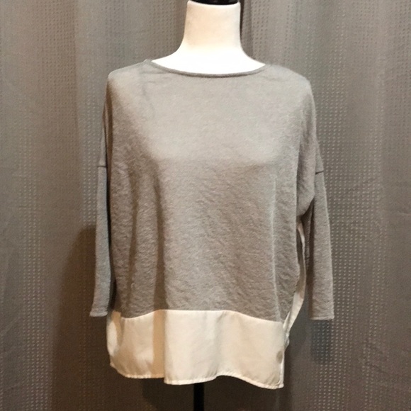 Zara Woman’s Collection Grey/White color Block Blouse - Picture 1 of 5
